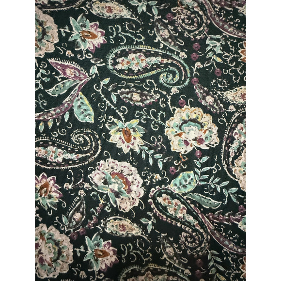 J.Jill Shirt Womens Small Green Paisley Floral Pima Cotton High-Low Long Sleeve - Picture 3 of 6